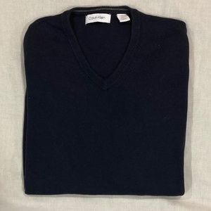 Calvin Klein Dark Blue V-Neck Sweater, US Men's Medium